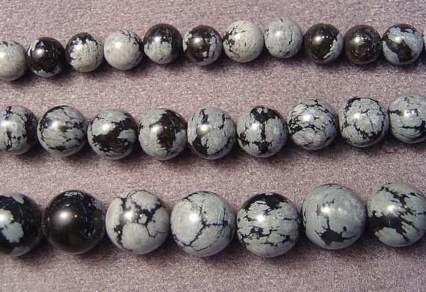 Snowflake Obsidian Smooth Round Bead Strands