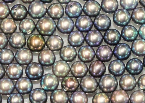 Blue Peacock Half-drilled Round Pearls