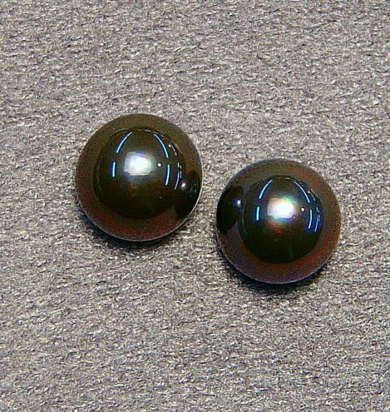 12-13mm Round Peacock Mabé Pearl Pairs