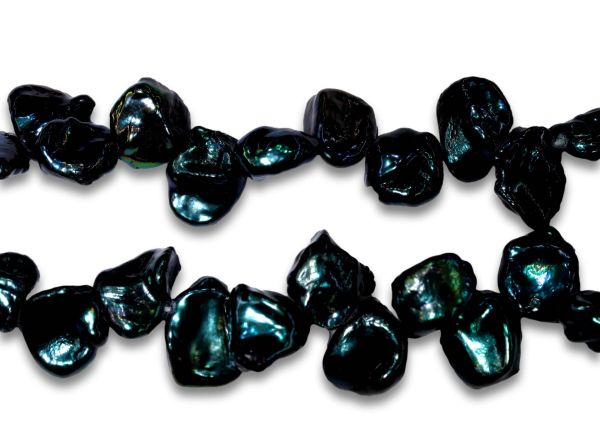 Midnight Green 8-10mm Keshi Pearls