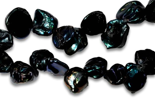 Midnight Green Keshi Pearls