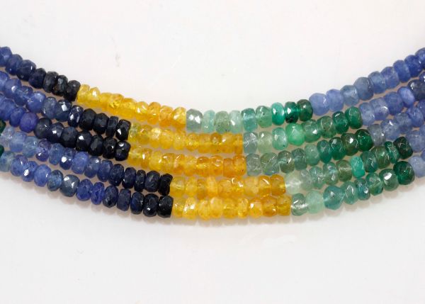 Multi Color Sapphire and Emerald Bead Strands