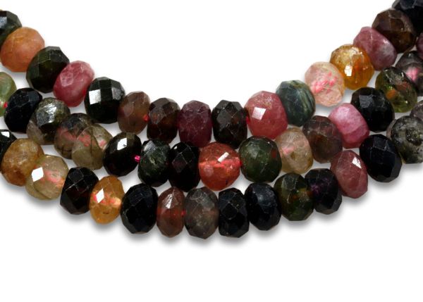 Natural Multi Color Tourmaline Faceted Rondels 6 - 6.5 mm
