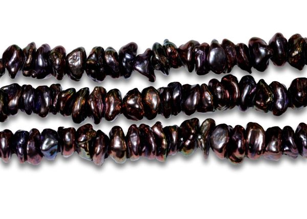 Peacock 7-8mm Center-drilled Keshi Pearls 