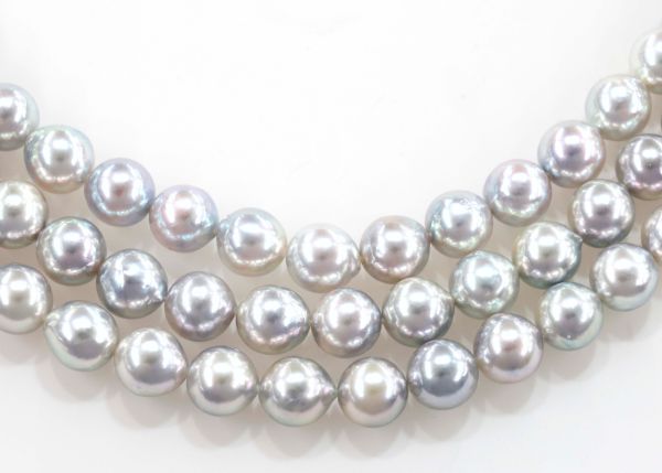 7 - 7.5 mm Natural Color Blue Grey Japanese Cultured Pearls