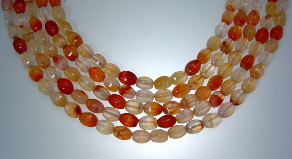 Variegated Carnelian Hexagonal Beads 
