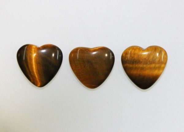 Tigereye Hearts, 13mm - Half-Drilled