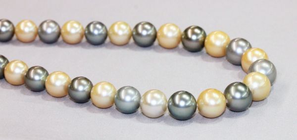 Tahitian Grey and Gold Round Pearls