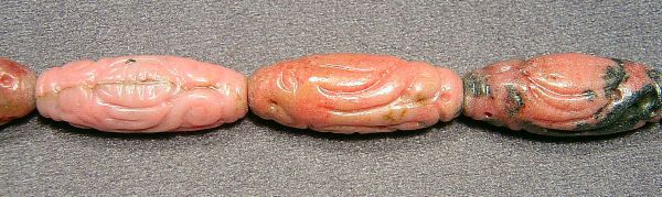 Rhodonite Carved Barrel Bead Strands