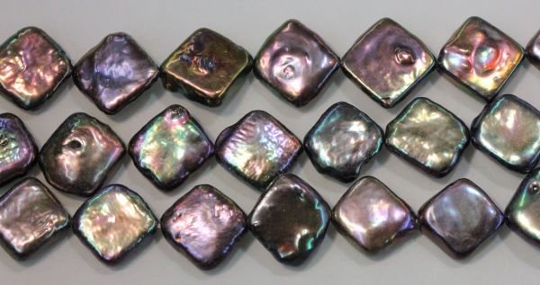 Peacock 10-11mm Chiclet Diamond Pearls 