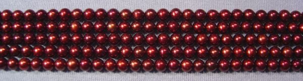 Freshwater Cultured Red Plum Pearls Round Strands - 4.5-5mm