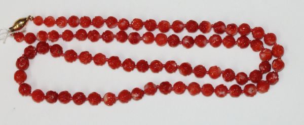 Coral Graduated Hand-Carved 25" Necklace 