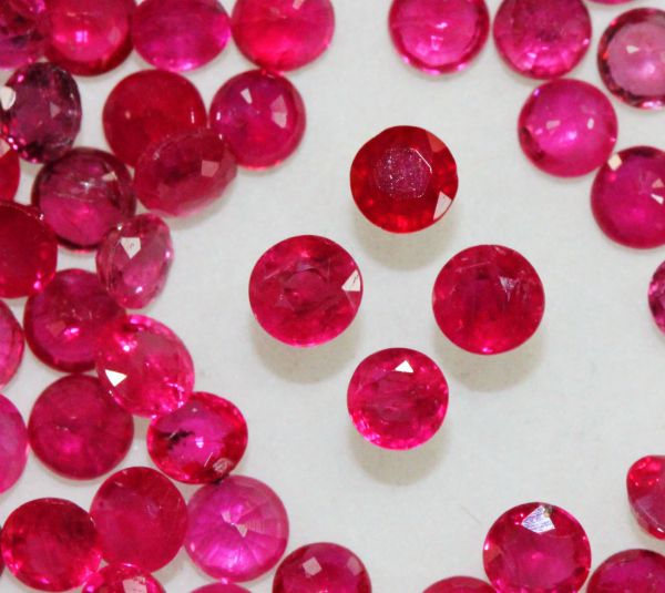 Ruby 3mm Faceted Rounds @ $80.00/ct.