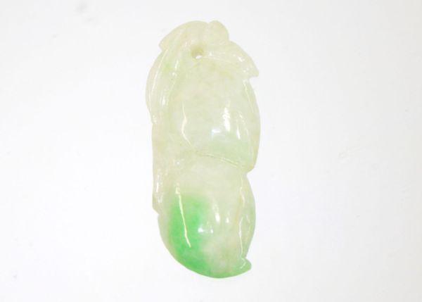  Natural Jadeite Hand-Carved Pendant - Double Peaches