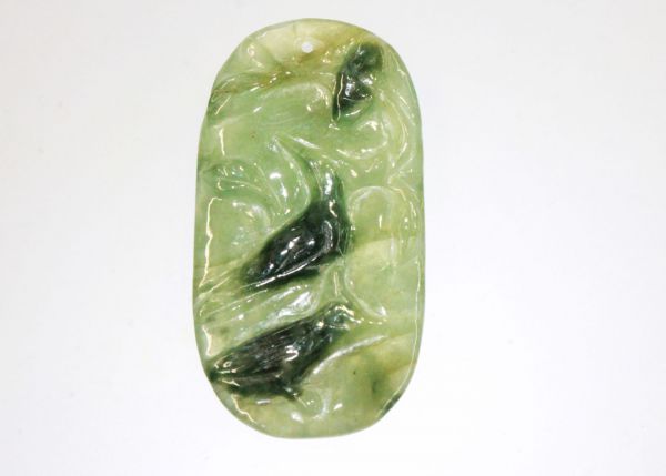 Jadeite Pendant - Dark Green BIrds