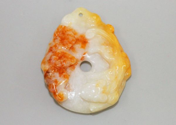 Bi-color Jadeite Dragon & Bat on Coin