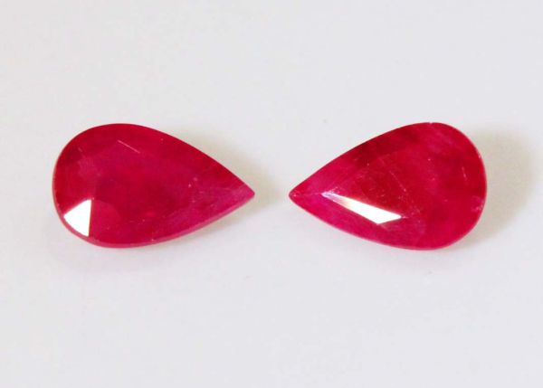 Ruby Faceted Pear Pair, 0.88 cts. - 4x6.2mm