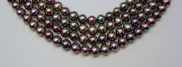 Glossy Peacock 6.5-7mm Rounded Potato Pearls