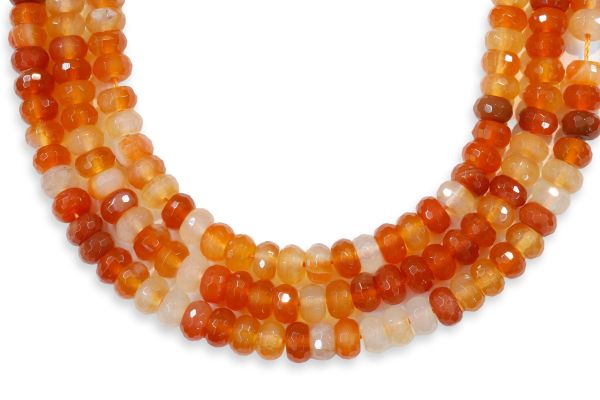 8mm Rondel Variegated Carnelian Beads
