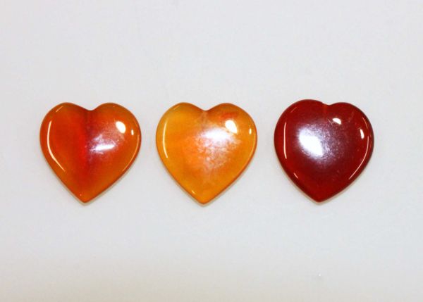 Carnelian Hearts, 15mm - Half-Drilled