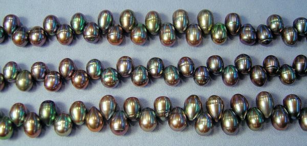 Dragonfly Green & Brown Head-drilled Pearls