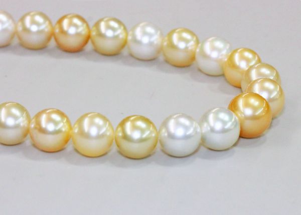 Natural Color White & Gold Round South Sea Pearls