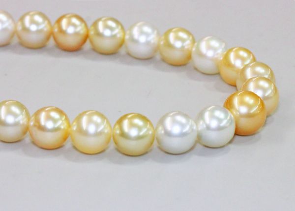 8mm South Sea White and Gold Pearl Strand