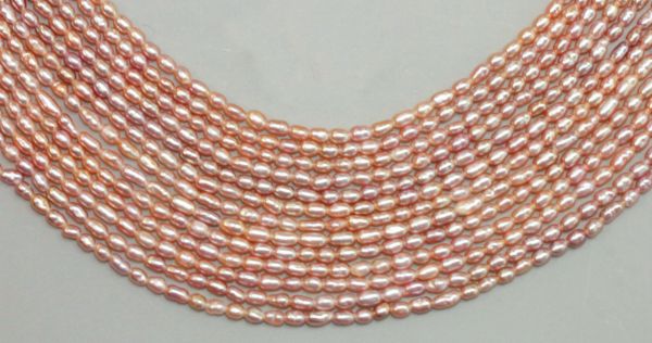 Natural Color 2mm Oval Seed Pearl Strands