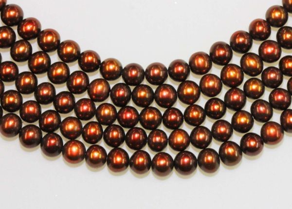 Roasted Coffee 3.5-4mm Round Pearl Strands