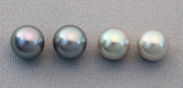Blue Grey Round Japanese Pearls - Half-drilled