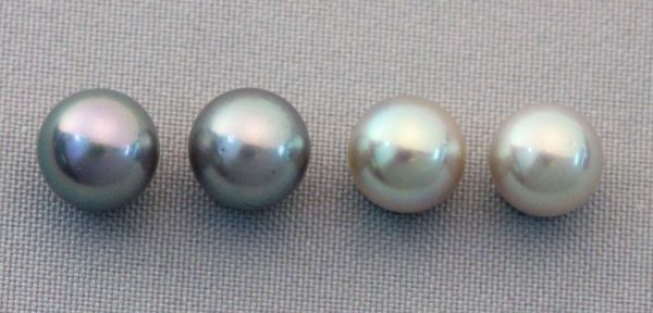 Half drilled Blue Grey Round Japanese Pearls 