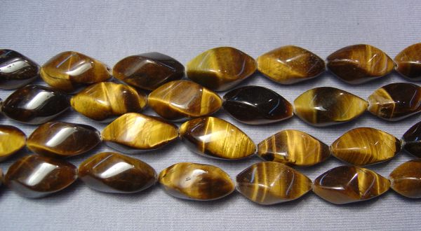 Tigereye Waved Oval Bead Strands - 10x20mm
