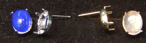 Knife Edge Earposts with Bezel - 8x10mm