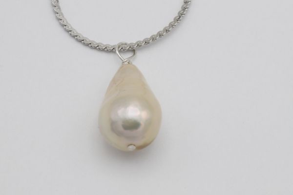 Wholesale 11.3mm Fireball Pearl Necklace – Sterling Silver Chain 
