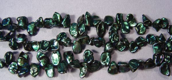 Midnight Green 8-10mm Keshi Pearls