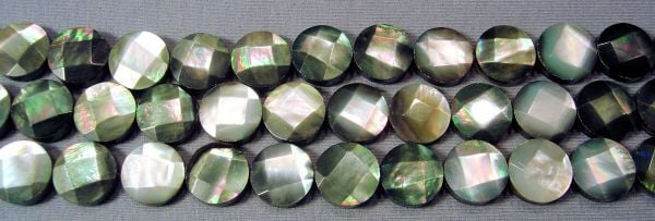 12mm Black & White Shell Faceted Discs