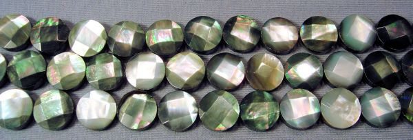 Black & White Shell Side-Drilled Faceted Discs - 12mm