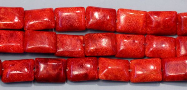 Red Sponge Coral Rectangle Beads