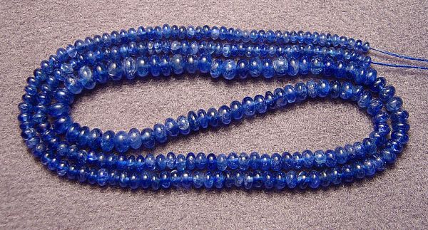 Natural Sapphire Graduated Smooth Rondel Bead Strand 2.5-5.2mm