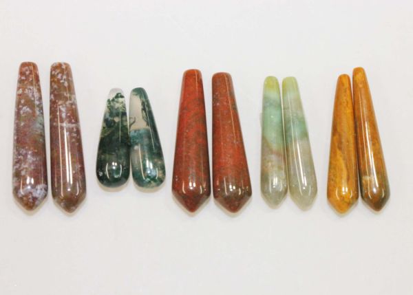 Agate-Jasper-Quartz Teardrop Pairs, Undrilled - 12 Pair Lot