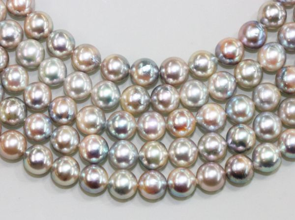 6-6.5mm Round Natural Color Blue-Grey Japanese Pearls