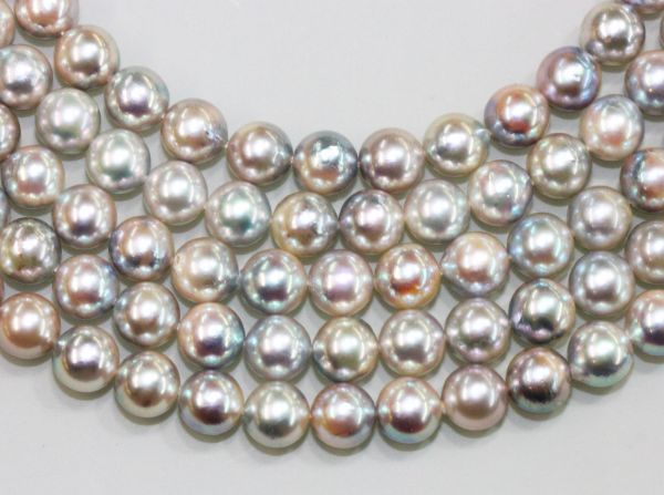 Japenese Akoya Natural Color Blue-Grey Pearls Round Strands 6-6.5mm