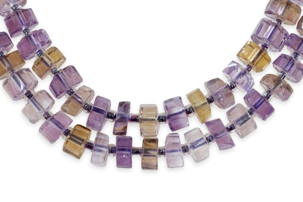 Ametrine Faceted Disc Bead Strands