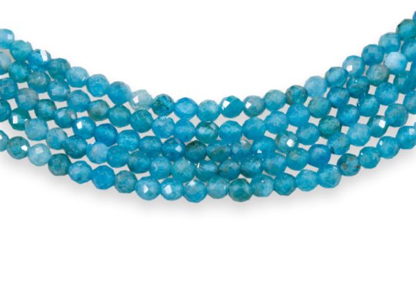 Blue Apatite Faceted Round Bead Strands - 2mm