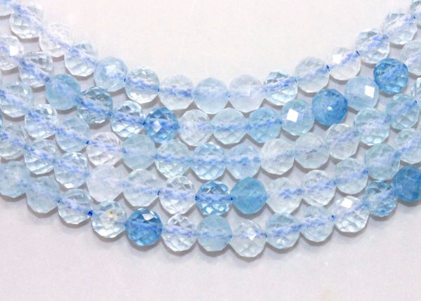 Aquamarine Faceted Round  Bead Strands - 4mm