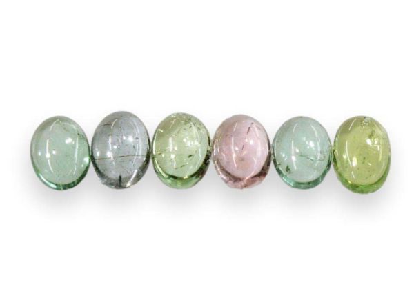 Tourmaline Oval Cabochon 6 pc. Suite, 6x8mm - Pastel Colors
