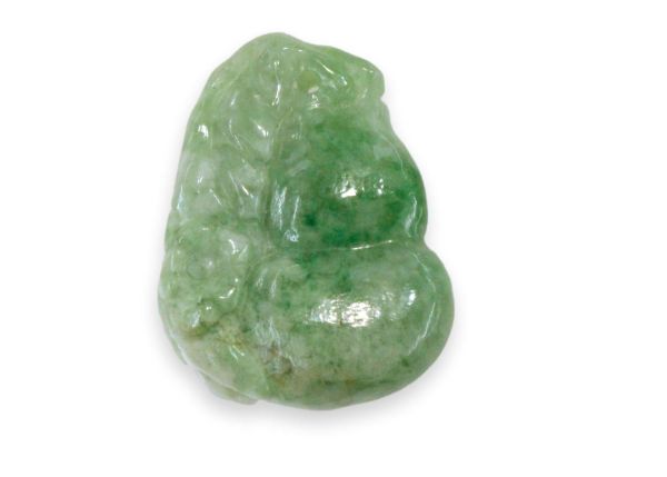 Natural Jadeite Hand-Carved Pendant - Bat and Bottle Gourd