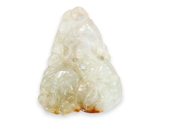 Natural Jadeite Hand-Carved Pendant - Citron, Peach, and a Bat