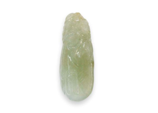 Natural Jadeite Pendant - Bean Pod with Cricket