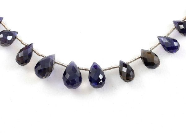 Iolite Side-Drilled Briolette Faceted Bead Strands